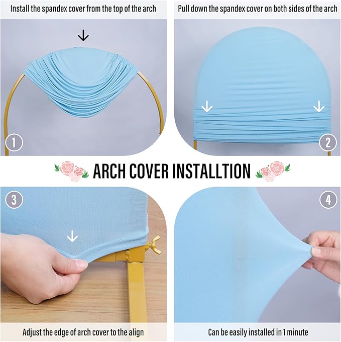 LEBENGURU Upgraded 5FT Wedding Arch Cover, Baby Blue Spandex Fitted Arch Backdrop Cover, Round Top Chiara Stand Covers for Birthday Party Baby Shower Banquet Balloon Décor