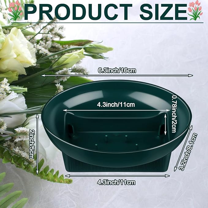 Karenhi 18 Pcs Floral Supplies Green Bowls for Flower Arrangements Large Size 6.3 Inch Floral Foam Bowls for Arrangements Holiday Wedding Fresh Flower Decoration Supplies (Foam Not Include)