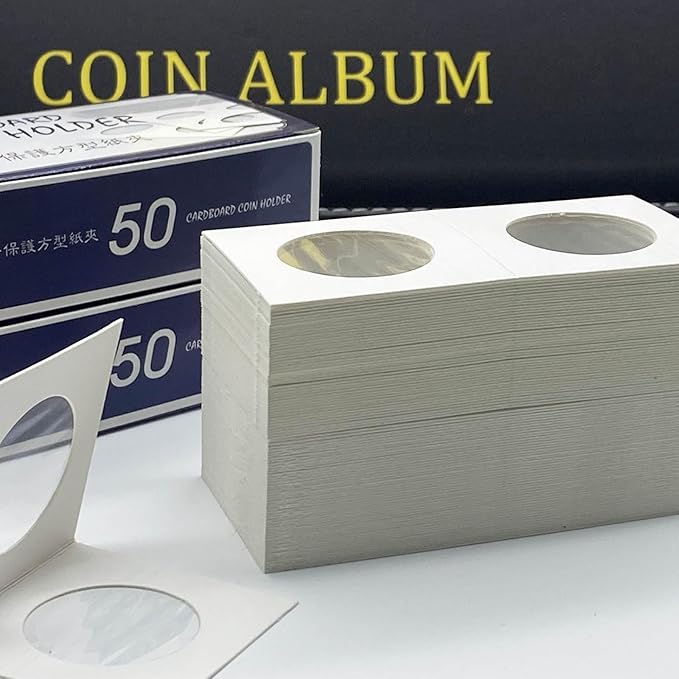 200 PCS Premium Cardboard Coin Flips 2 x 2 inch Coin Collection Supplies for Large Dollar, Mylar Coin Flips Coin Holders for Collectors (Large Dollar Coin Flips)