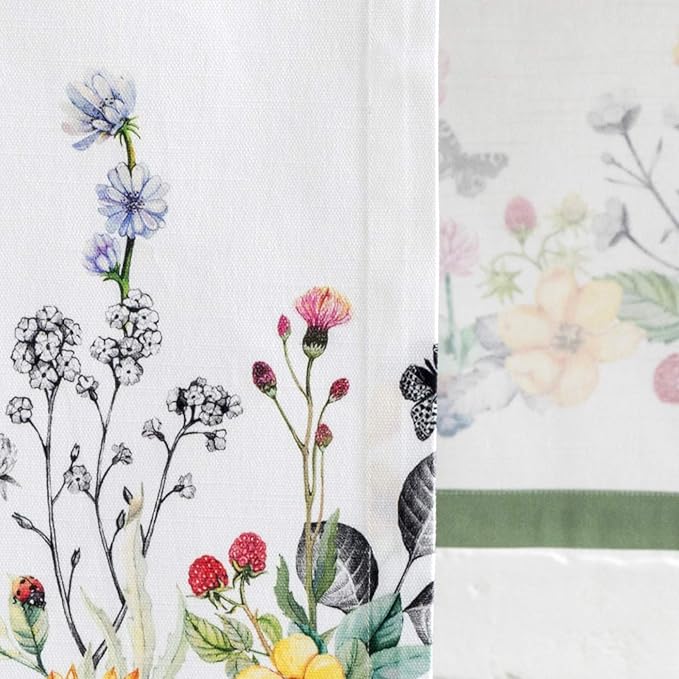 Maison d' Hermine Table Runner 100% Cotton Single Layer Table Runners 108 inches Long Decorative for Kitchen Dining Party Baby Shower Wedding Bridal Shower Spring Summer (Printemps, 14.50" x 108")