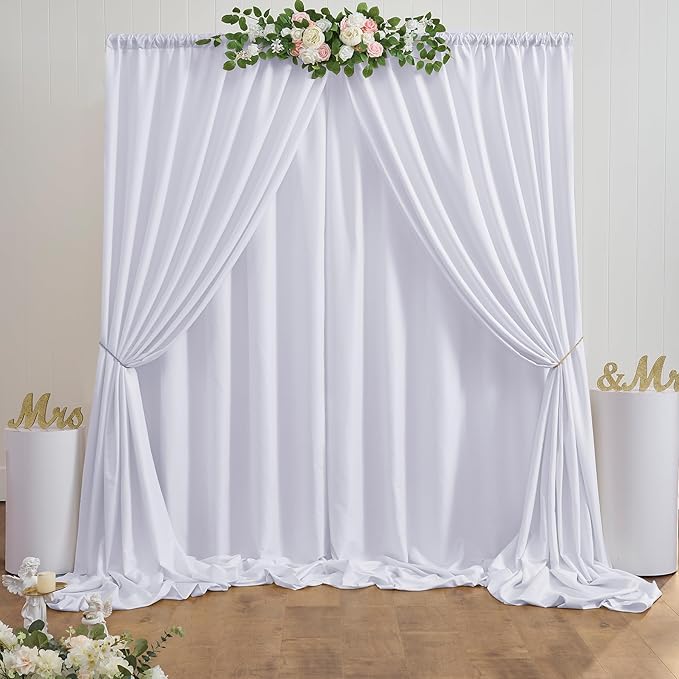 50ft x 10ft Thick Ivory Backdrop Curtains for Parties, 10 Panels 5ft x 10ft Non See Through Ivory Polyester Wedding Drapes Photo Backdrop for Birthday Party Graudation Photography Home Decor