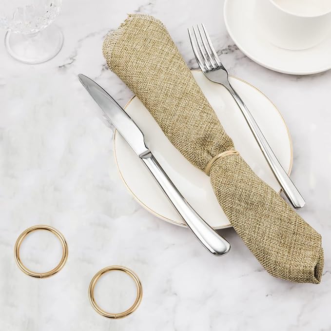 Gold Napkin Rings - 80 Pcs Stainless Steel Napkin Rings,Gold Rotundity Metal Napkin Ring for Table Settings Wedding Christmas Party Dinner Table