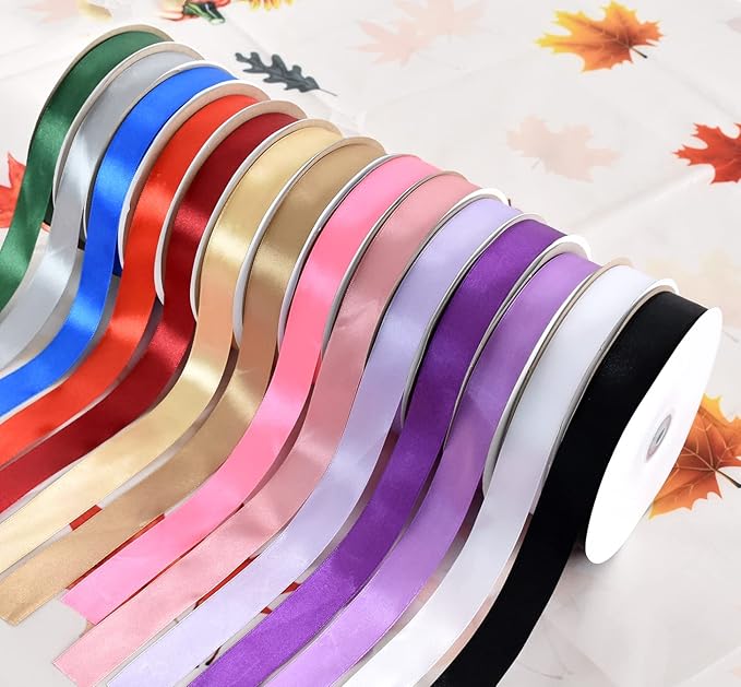 TONIFUL 1 Inch x 100yds Purple Satin Ribbon, Thin Solid Color Satin Ribbon for Gift Wrapping, Crafts, Hair Bows Making, Wedding Party Decoration, Invitation Cards, Floral Bouquets, Christmas,Halloween