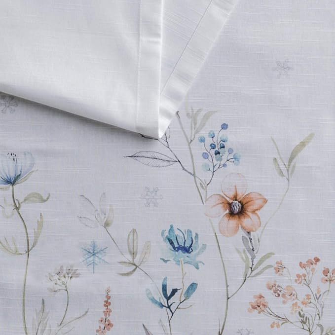 Maison d' Hermine Table Runner 100% Cotton Single Layer Table Runners 48 inches Long for Thanksgiving Christmas Decorations Home Kitchen Dining Party Wedding (Ice Florals, 14.5" x 48")