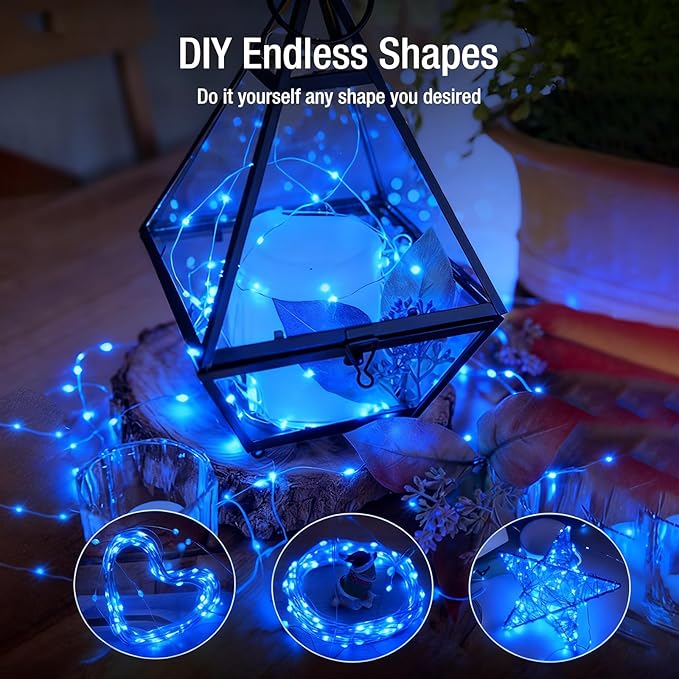 6 Pack Fairy Lights Battery Operated - 7ft 20 Led Twinkle Lights 3 Modes, Bulk Mini String Lights Waterproof for Mason Jars Vases DIY Party Wedding Decoration Christmas -Blue