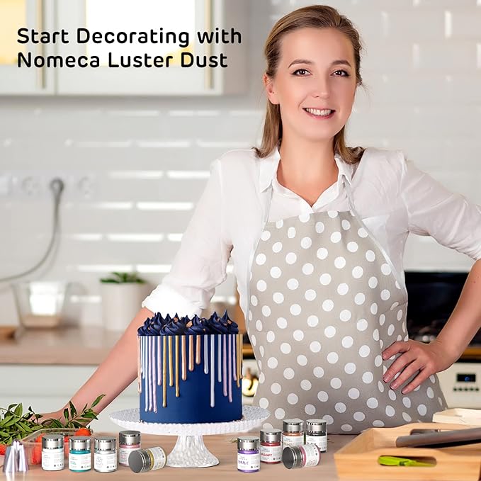 Nomeca Edible Luster Dust, 8 Grams Food Grade Shimmer Gold Cake Dust Metallic Food Coloring Powder for Cake Decorating, Baking, Fondant, Gumpaste, Chocolate, Candy, Drinks, Cookies - Purple