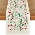 Artoid Mode Floral Leaves Christmas Table Runner, Wild Flowers and Grasses Winter Kitchen Dining Table Decoration for Home Party Decor 13x36 Inch