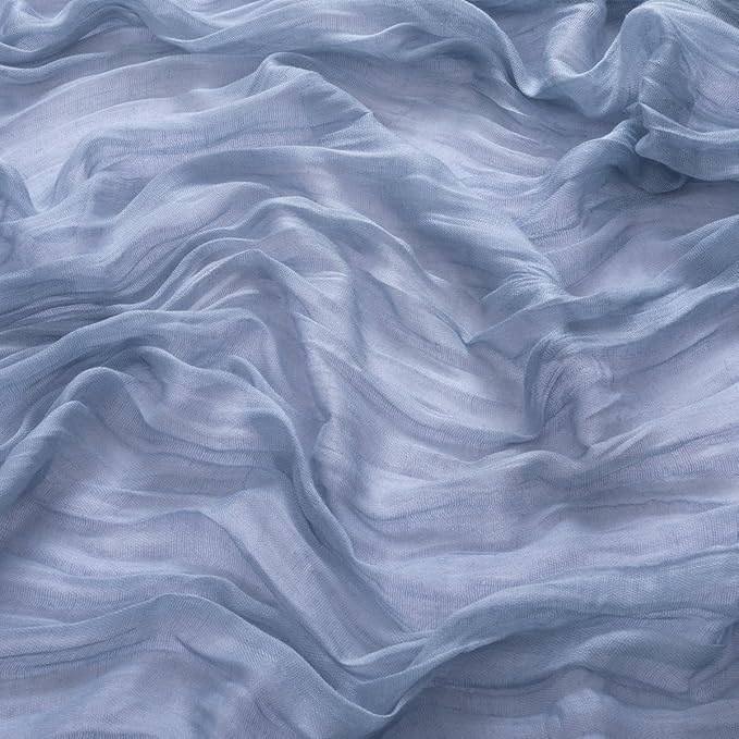 MLMW 4 Pack Dusty Blue Table Runner Cheesecloth Gender Reveal Boho Gauze Rustic Cheese Cloth Table Runner 160 inch Sheer 13.3ft for Wedding Party Baby Bridal Shower Birthday