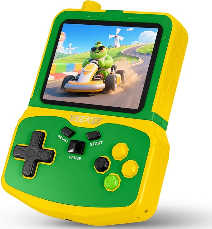 Kids Handheld Video Game Player, 220 Preloaded Classic Games, Portable Plug & Play Retro Game Console with 3.5'' Screen & Rechargeable Battery, No Ads, Mute Function for Travel-Green