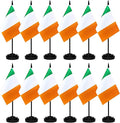 12 Pack Ireland Desk Flags Set, Irish Small Mini Table Office Flags With 12" Solid Black Pole, Black Base and Spear Top, Miniature Desktop Flag, Home Decoration, Office Decoration, Festival