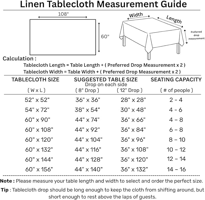 Solino Home Soft Grey Linen Tablecloth 60 x 108 Inch - 100% Pure Linen Table Cloth for Rectangle Tables - Fete, Machine Washable Tablecloth for Fall, Autumn, Thanksgiving, Christmas