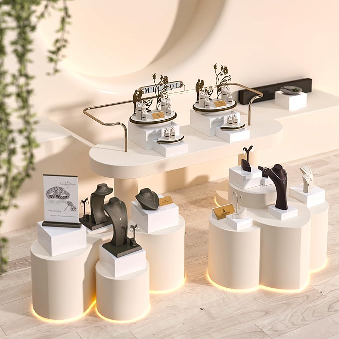 Buffet Risers, Food Display Risers for Party, White Acrylic Risers Display Stand for Buffet Table, Catering Displays for Dessert, Cube Box Nesting Riser with Hollow Bottoms (5"x6"x7"x8"x9"x10" 6 PCS)