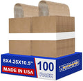 METRONIC Paper Gift Bags 8x4.25x10.5 100Pcs Brown Paper Bags with Handles Bulk, Kraft Paper Bag for Small Business, Birthday Wedding Party Favor, Christmas, Retail shopping Bag, Made in USA