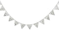 Pinkblume Double Sided Sequin Fabric Triangle Pennant Banner Flag Bunting Garland for Silver Theme Nursery Classroom Home Bedroom Wall Holiday Christmas Decor
