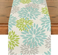 Artoid Mode Green Dahlia Floral Pinnata Summer Table Runner, Spring Kitchen Dining Table Decoration for Home Party Decor 13x72 Inch