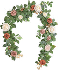 Lookein 5FT Artificial Rose Flower Garland for Table Centerpieces Backdrop Arch Flowers Decorations Wedding Ceremony Reception Table Decor, Terracotta