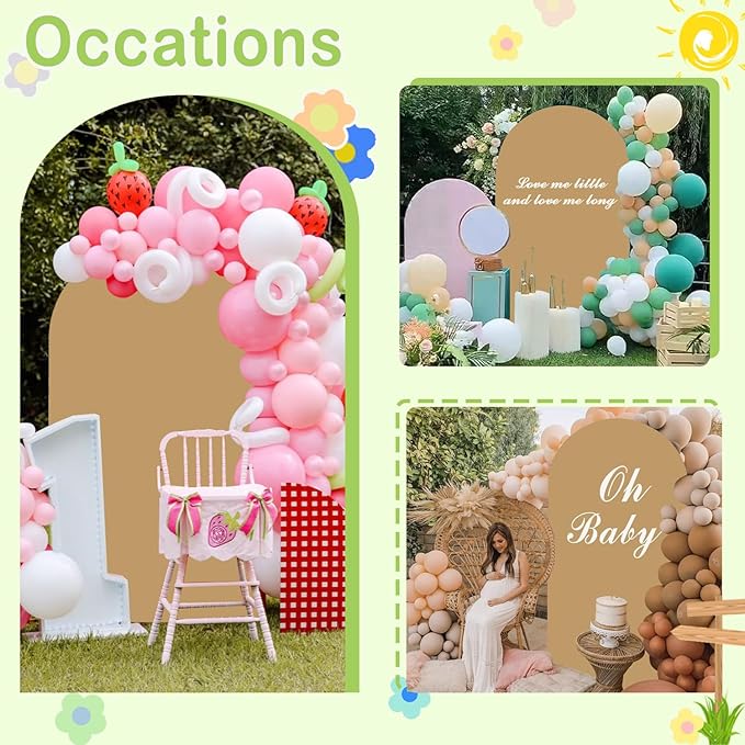 Brown Arch Cover Khaki Wedding-Arch-Cover 7.2ft Tan Arched Stand Covers Round Top Chiara Backdrop Covers Dounble Sided Arches Backdrop for Baby Shower Gender Reveal Party Ceremony