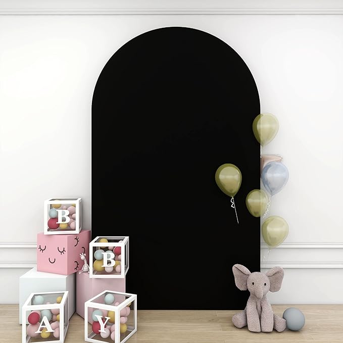 Black Arch Cover 4x7.2ft Arch-Backdrop-Cover Spandex Arched Covers Stretchy Backdrop Chiara Arches Frame Fabric for Birthday Party Baby Shower Gender Reveal Wedding Arch Back Drop Arbor Decor