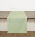 Solino Home Linen Table Runner 60 Inches - 100% Pure Linen Sage Green Hemstitch Table Runner 14 x 60 Inch Ideal for Dresser and Coffee Tables - Fall, Thanksgiving, Christmas - Classic Hemstitch