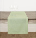 Solino Home Linen Sage Green Table Runner 144 Inches Long - 100% Pure Linen Extra Long Table Runner 14 x 144 Inch for Fall, Autumn, Thanksgiving - Classic Hemstitch