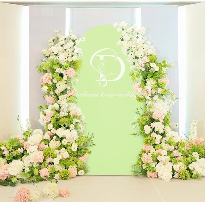 LEBENGURU Upgraded 7.2FT Wedding Arch Cover, Green Spandex Fitted Arch Backdrop Cover, Round Top Chiara Stand Covers for Birthday Party Baby Shower Banquet Balloon Décor