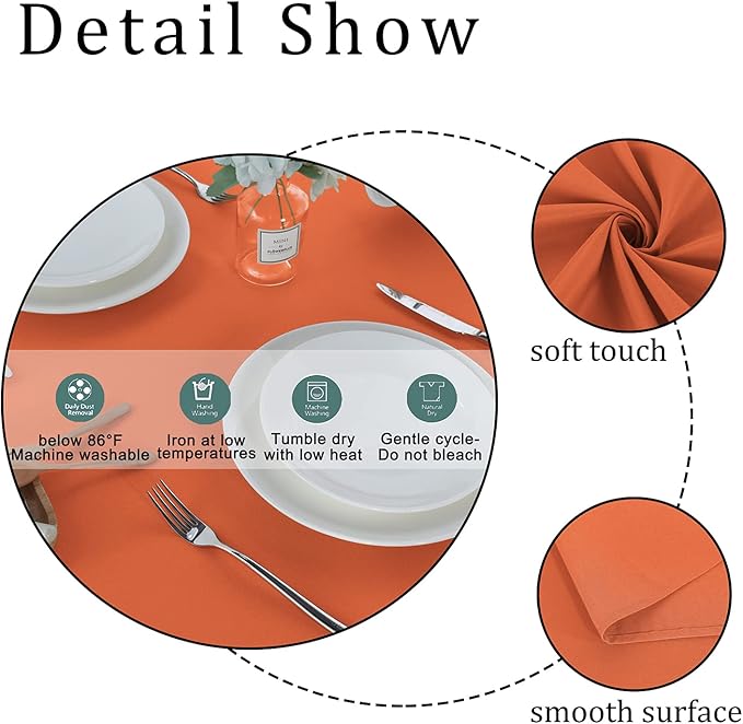 Fitable Rectangle Tablecloth Stain and Wrinkle Resistant Washable Polyester Table Cloth for Buffet Parties and Camping (60x102 inch, Orange)