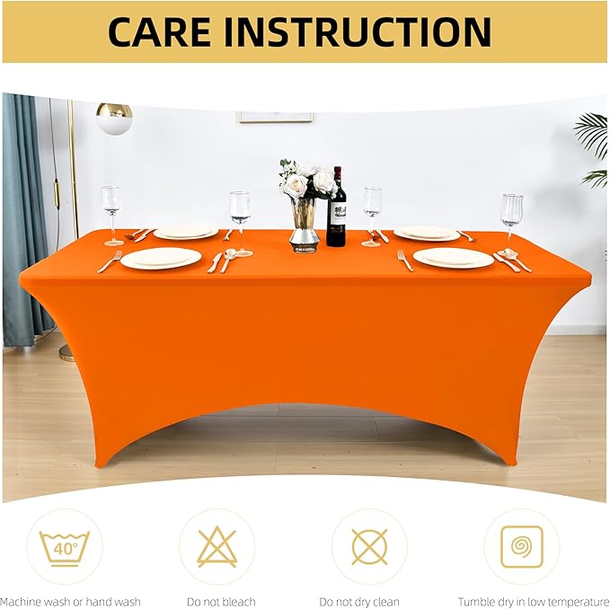 2-Pack 4ft Spandex Table Covers for Rectangular Folding Tables - Wrinkle Resistant Stretch Tight Table Cloths - Ultimate Fitted Table Protector for Parties, Banquet, and Wedding