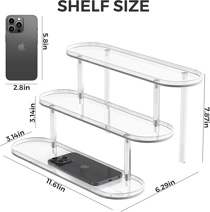 Acrylic Risers Display Stand, Clear Perfume Organizer, Clear Cupcake Stand Holder, Dessert Display for Party, Display Shelf for Cologne Skincare 𝐚𝐦𝐢𝐢𝐛𝐨 Funko-POP Figure Collection