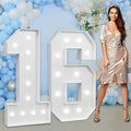 imprsv Marquee Numbers Large 16th-Birthday Decorations: 4ft Light Up Number Party Decor 16 Year Old Girl and Boy Birthday Decoration Backdrop Anniversary Cardboard Big Mosaic Balloon Frame Number 16
