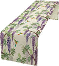 Vintage Bird Flower Table Runner Seasonal Spring Purple Wisteria Garden Plants Lavender Florals Farmhouse Country Kitchen Dinner Runner Dining Table Decoration for Home Party Holiday 13"x108"