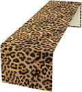 Leopard Print Dinning Table Runner, Cotton Linen Rustic Cottage Country Farm Safari Wildlife Fur Print Table Runners for Table Dresser Runner Dinning Kitchen Party Holidays Home, 13x60 Inch
