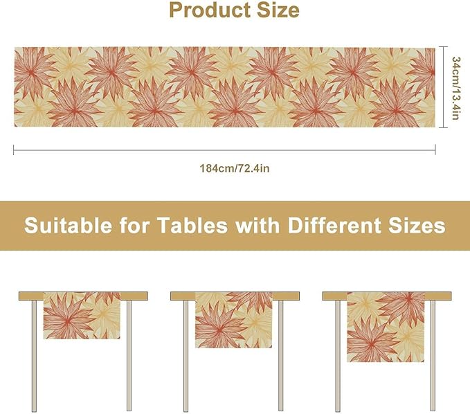 Autumn Chrysanthemum Table Runner, Vintage Modern Geometric Floral Boho Table Runner for Kitchen Dining Bedroom Living Room Table Decor for Indoor Outdoor Home Party, 13x90 Inch