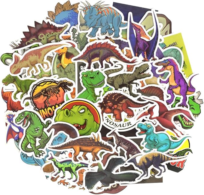 QTL Dinosaur Stickers for Kids Boys Dino Stickers for Water Bottles Laptop Dinosaur Party Supplies Gifts for Boys Pack 50Pcs