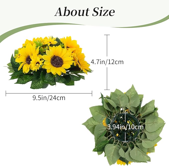 BLOSMON Sunflowers Artificial Flowers Centerpieces - 6 Pcs Fake Yellow Sunflower Flowers Ball Center Piece Decoration for Wedding Table Silk Kissing Floral Arrangements for Home Party Event DIY Decor