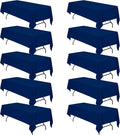 BRILLMAX 10 Pack Navy Blue Tablecloths for 8 Foot Rectangle Tables 60 x 126 Inch - 8ft Rectangular Bulk Linen Polyester Fabric Washable Cloth Cover for Wedding Reception Banquet Birthday Party