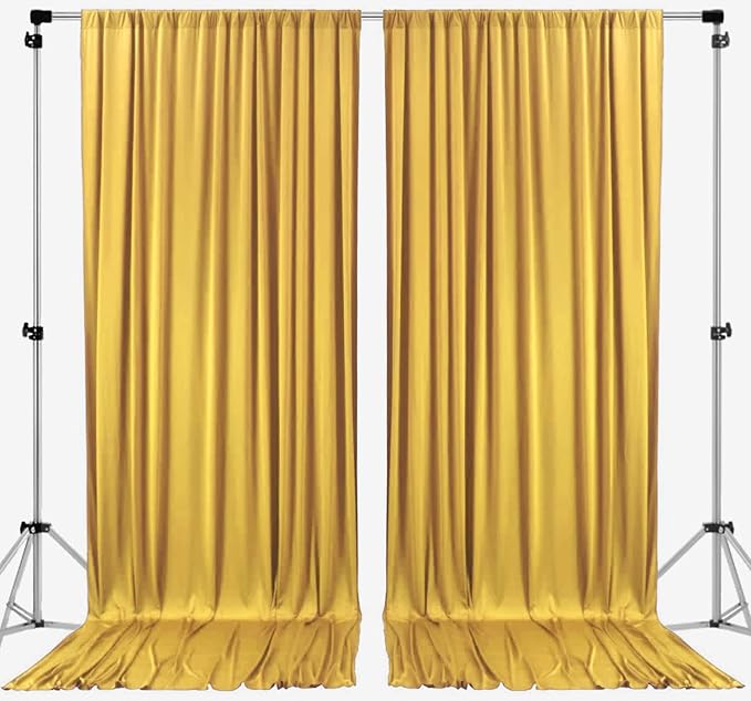 AK TRADING CO. 10 feet x 10 feet Mustard Gold Polyester Backdrop Drapes Curtains Panels with Rod Pockets - Wedding Ceremony Party Home Window Decorations