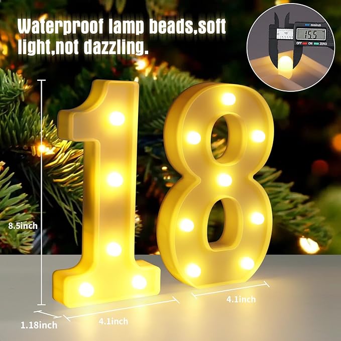 18th Birthday Decorations for Girls and Boys,Happy 18th Birthday Decorations for Men Centerpieces Table,18 Light Up Numbers Sign Led for Party Backdrop Wall Decor for Wedding Anniversary Home