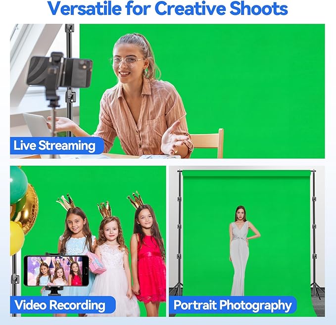 EMART Photo Video Studio 10 x 10ft Green Screen Backdrop Stand Kit, Photography Background Support System with 10 x15ft Muslin Chromakey Curtain for Photography Shooting