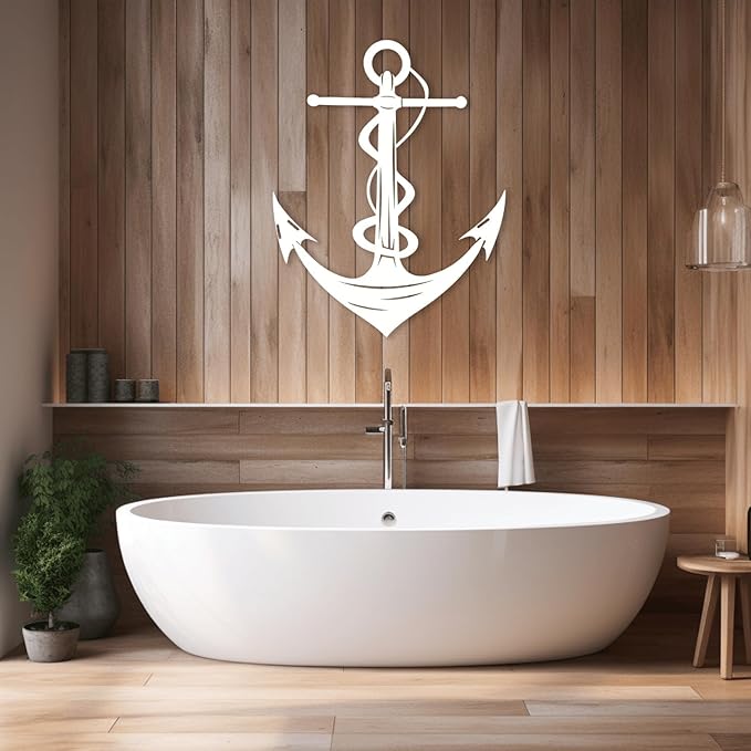 XXQ Anchor Metal Wall Decor, Anchor Metal Wall Art for Bedroom Living Room Dorm Antique Anchor Wall Decor Antique Metal Anchor Farmhouse Decor (Whhite, 12" x 19" / 31 x 47cm)