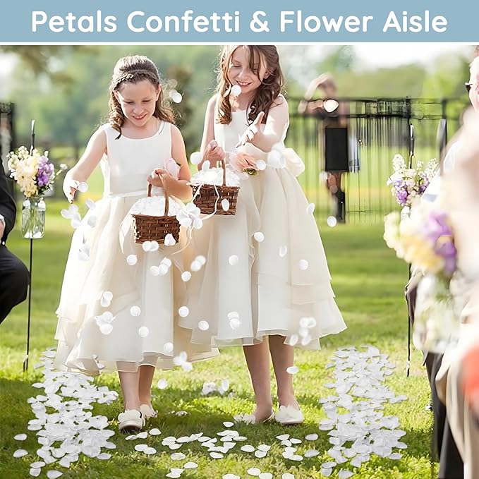 Suream White Silk Flower Petals, 300 Pcs Flower Girl Scatter Petals for Wedding Decorations, Table Centerpieces Party Bridal Showers Birthday Wedding Ceremony Decor