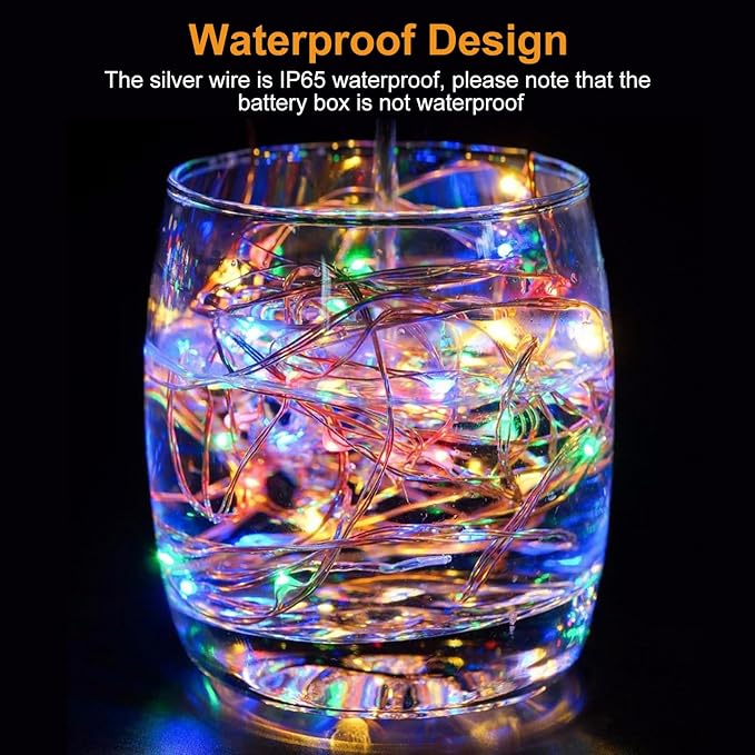 btfarm 3 Pack Fairy Lights Battery Operated [3 Modes], 7ft 20 Led Twinkle Lights String Lights Waterproof Bulk Small Mini Silver Wire for Mason Jars Vases Wedding Table Centerpiece, Multicolor