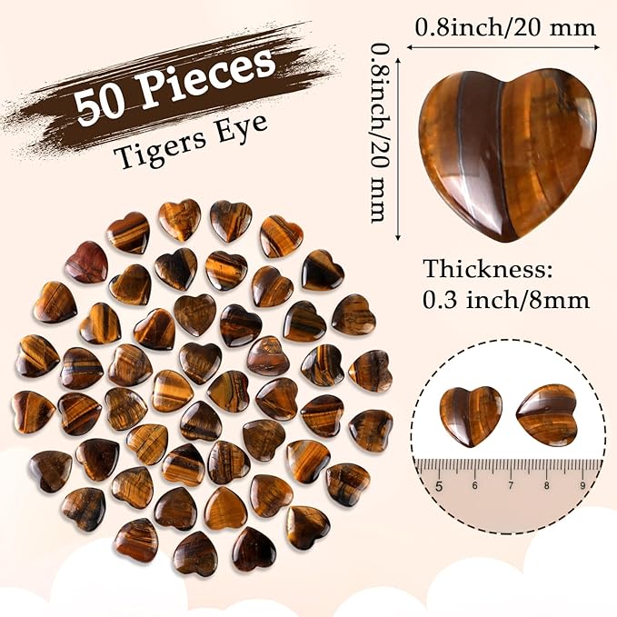 Gerrii 50 Pcs Heart Healing Stone Bulk Quartz Heart Inspirational Stones Gift for Women Love Pocket Polished Natural Energy Balancing Meditation 0.8 Inch(Amber)