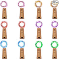 12 Pack 20 LED Wine Bottle Cork Lights, Fairy Mini String Lights Copper Wire, Battery Operated Starry Lights for DIY, Christmas, Halloween, Wedding, Party, Indoor&Outdoor (12 Pack, Multi Color)