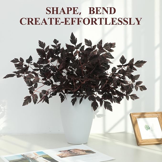 Fall Decor，Fall Stems,Artificial Cimicifuga Stems,6-Pack 32 Inch,Purple Fall Foliage Spray for Tall Vase,Farmhouse Thanksgiving Mantel Centerpiece Halloween Decor Arrangements