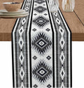 Aztec Southwest Cotton Linen Table Runner for Dining Kitchen, Wedding Outdoor Party Tablerunners Decoration, Boho Ethnic Tribes Vintage Grey Dresser Scarf Coffee Tablecloth Runners 13x48 Inches