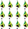 Jamaica Desk Flag, 12 Pack Jamaican Table Office Flags with Black Solid Pole and Stand Base, International Country Flag, Festival Celebration, Classroom Meeting Desktop Decor (Jamaica)