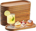 12 Pcs Solid Acacia Wood Serving Trays, 10 Inch Rectangular Wooden Serving Platter Oval Wooden Plates Wood Cheese Plate Acacia Cheese Board for Charcuterie essert Snack Bread Fruit Appetizer