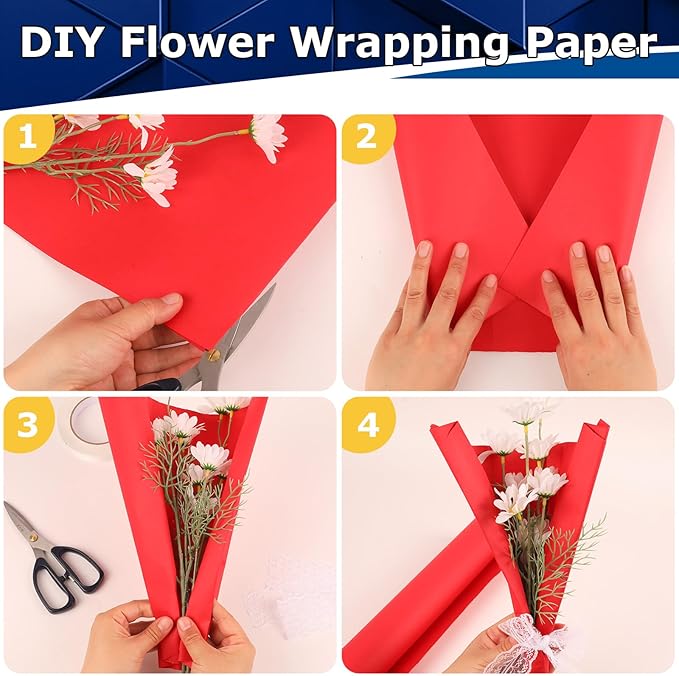Vanhench 17.5"×963" Red Wrapping Paper Roll for Women Kids, Solid Color Art Kraft Craft Paper for Wedding, Birthday, Mothers Day Gifts, Bouquet Flower Poster Bulletin Board
