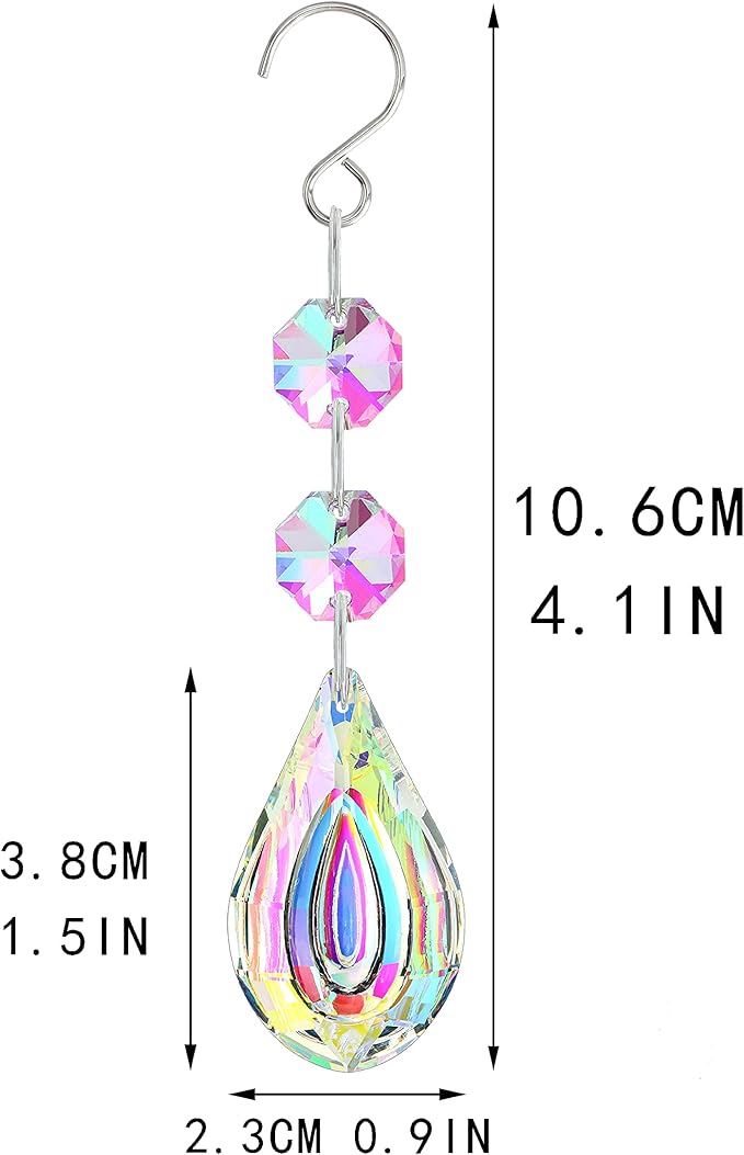 20pcs Colorful Crystals Suncatcher for Chandeliers with Hooks,38mm Chandelier Crystals Replacement,Hanging Prisms for Windows,Wedding,Christmas Tree Decoration