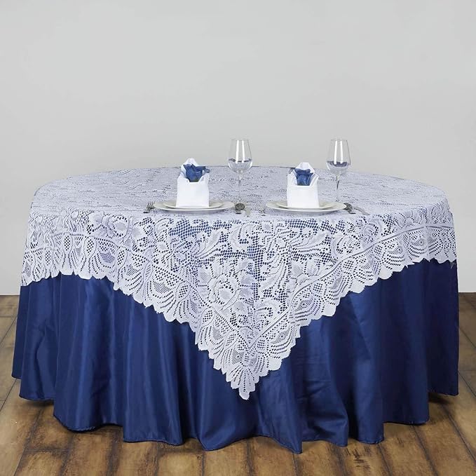 Efavormart 54" x 54" White Jolly Good Lace Table Overlay for Table Decoration